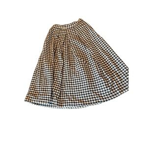 Vintage Black &‎ White Houndstooth A-Line Skirt Wool Skirt Small Academia